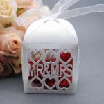 Mr and Mrs Laser Cut Favour Boxes White x 20 image