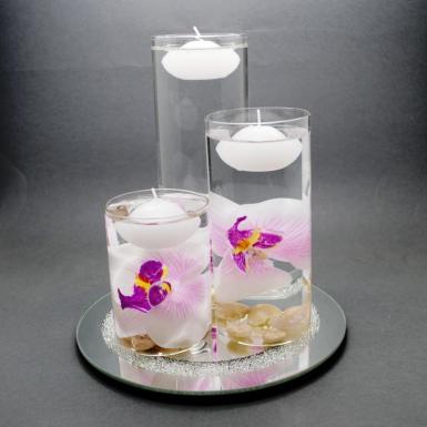 Wedding  Glass Three Floating Candle Table Decoration 8 piece Set Image 1