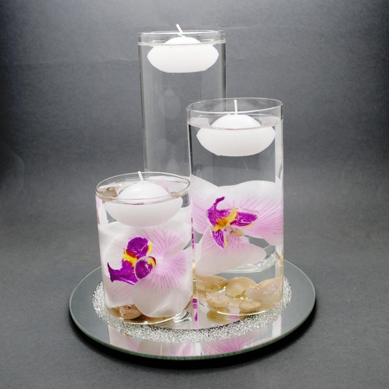 Wedding Glass Three Floating Candle Table Decoration 8 piece Set