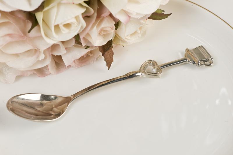 Wedding Silver Teaspoons with Ribbon and Tag x 4 - Wedding Wish