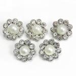 Pearl and Diamante Flower Buckles x 5 image